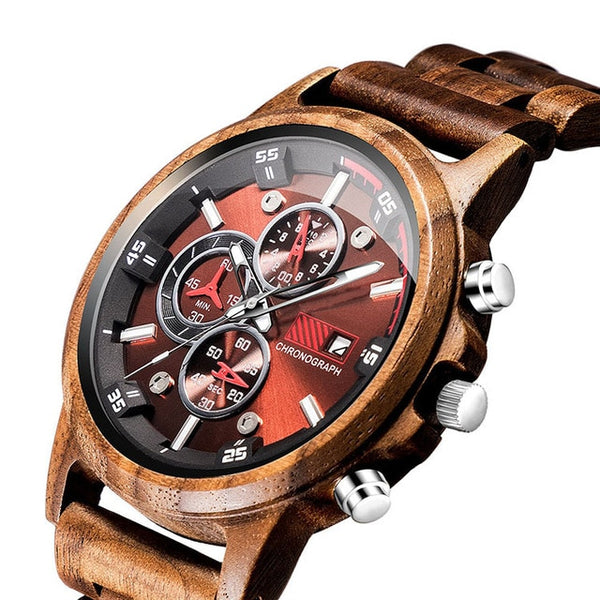 QW Sports Hot Selling Bamboo Brand Chronograph Wholesale Custom Men Wood Sport Watch