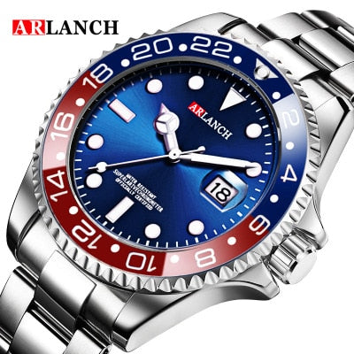 New Fashion ARLANCH Mens Quartz Watches Stainless Steel Watch Waterproof Luminous Watch Relogio Masculino