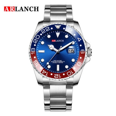 New Fashion ARLANCH Mens Quartz Watches Stainless Steel Watch Waterproof Luminous Watch Relogio Masculino