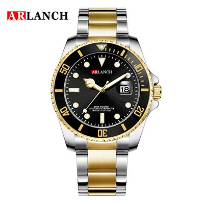 New Fashion ARLANCH Mens Quartz Watches Stainless Steel Watch Waterproof Luminous Watch Relogio Masculino