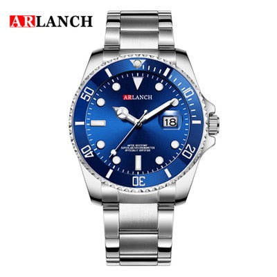 New Fashion ARLANCH Mens Quartz Watches Stainless Steel Watch Waterproof Luminous Watch Relogio Masculino