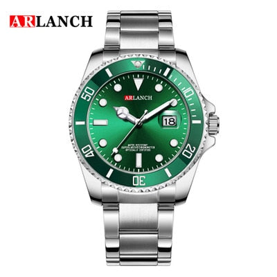 New Fashion ARLANCH Mens Quartz Watches Stainless Steel Watch Waterproof Luminous Watch Relogio Masculino