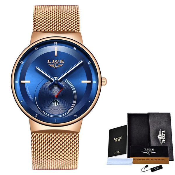 LIGE New Mens Watches Top Brand Luxury Fashion Business Quartz Watch Men Simple Waterproof ClockVariety of styles reloj hombre