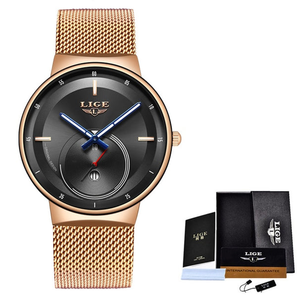 LIGE New Mens Watches Top Brand Luxury Fashion Business Quartz Watch Men Simple Waterproof ClockVariety of styles reloj hombre