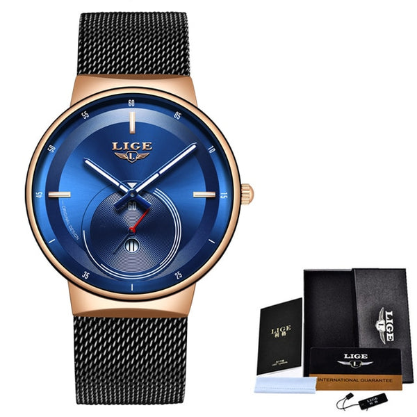 LIGE New Mens Watches Top Brand Luxury Fashion Business Quartz Watch Men Simple Waterproof ClockVariety of styles reloj hombre