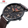 MINI FOCUS Luxury Brand Men's Wristwatch Quartz Wrist Watch Men Waterproof Brown Leather Strap Fashion Watches Relogio Masculino