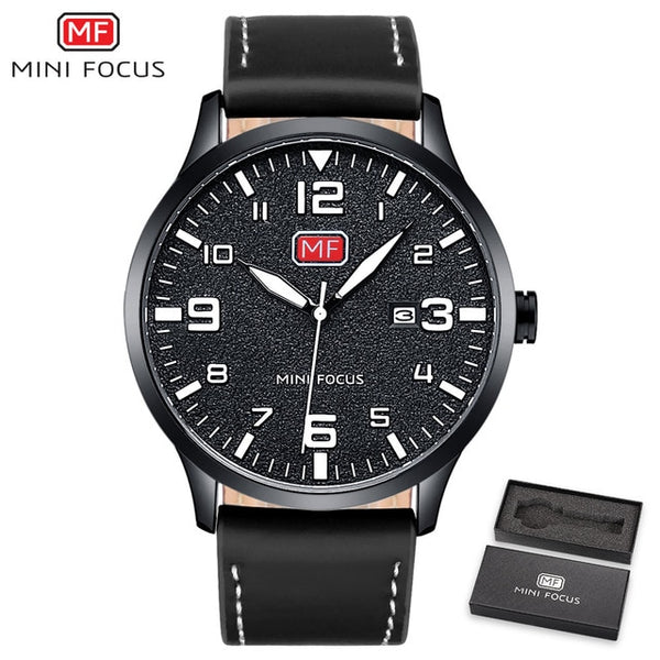 MINI FOCUS Luxury Brand Men's Wristwatch Quartz Wrist Watch Men Waterproof Brown Leather Strap Fashion Watches Relogio Masculino