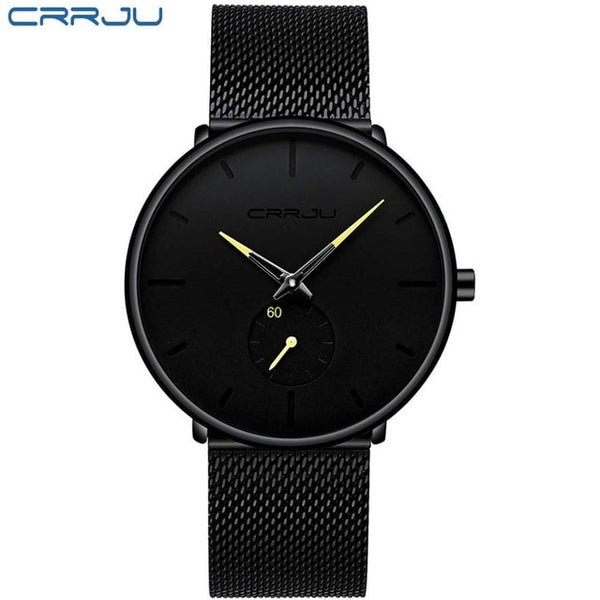 CRRJU Ultra Thin Blue Stainless steel Quartz Watches Men Simple Fashion Business Japan Wristwatch Clock Male Relogio Masculino