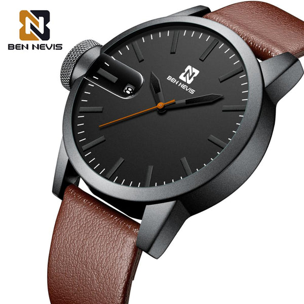 BenNevis Quartz Casual Military Sport Leather mens watches Men  luxury watch Wristwatch  gifts for husband Calendar Watches A5