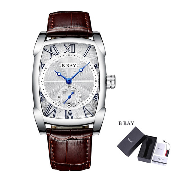 B RAY 9011 Watches Men Luxury Brand Quartz Mens Wist watches Military Leather Strap Casual Square Watch Waterproof Reloj de homb