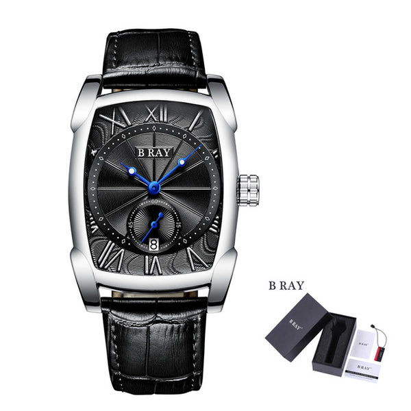 B RAY 9011 Watches Men Luxury Brand Quartz Mens Wist watches Military Leather Strap Casual Square Watch Waterproof Reloj de homb