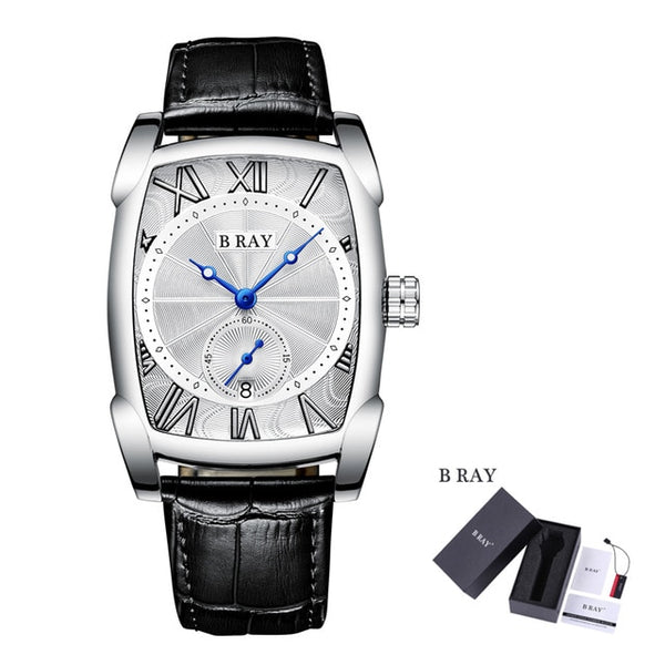 B RAY 9011 Watches Men Luxury Brand Quartz Mens Wist watches Military Leather Strap Casual Square Watch Waterproof Reloj de homb